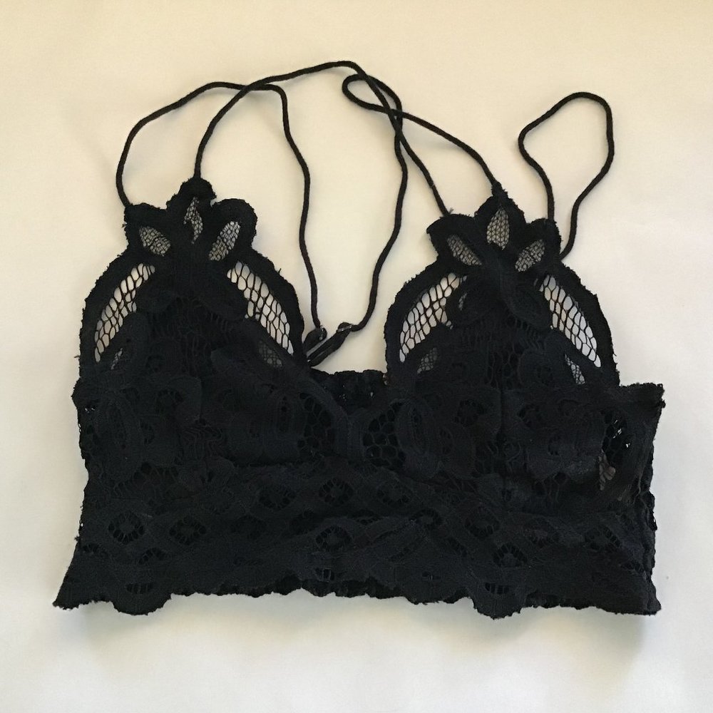 Black lace bralette top, double strap size XS